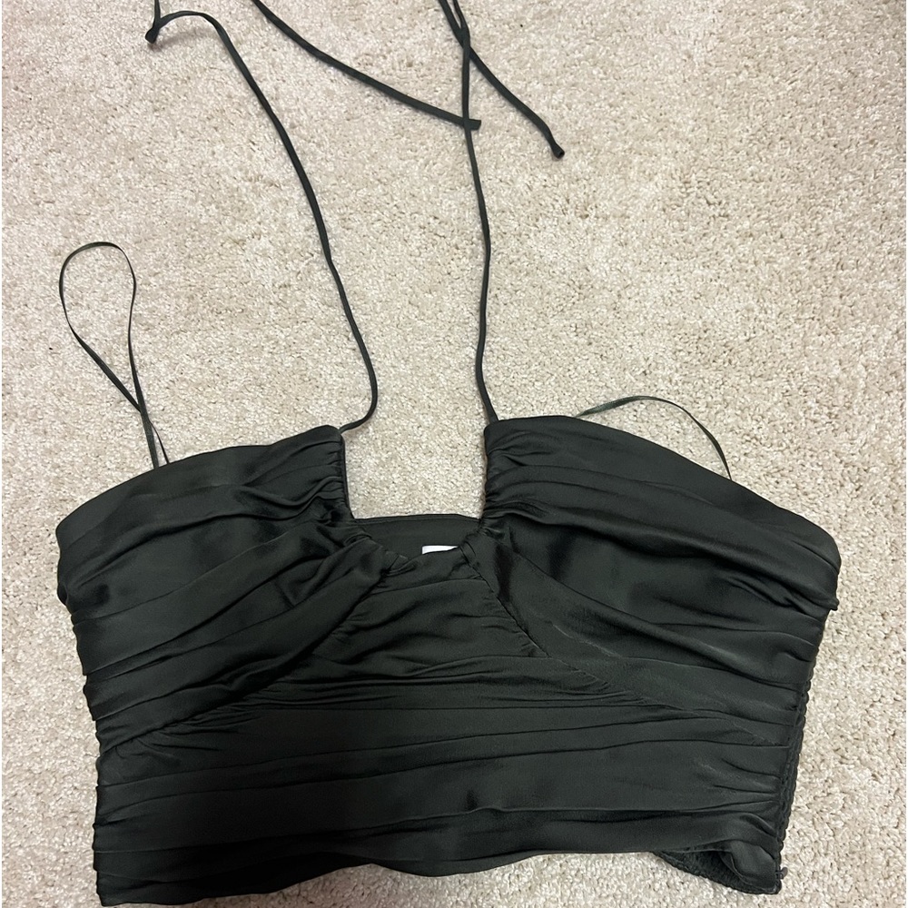 Zara Olive Green Halter Neck Crop Top